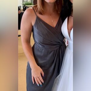 Anthropologie Charcoal Satin Dress